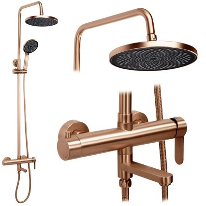 REA-P8715 - Set doccia con miscelatore ARCOS in rame spazzolato