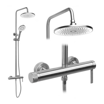 REA-P9498 - Set doccia con miscelatore RIVO in acciaio spazzolato