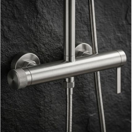 REA-P9498 - Set doccia con miscelatore RIVO in acciaio spazzolato