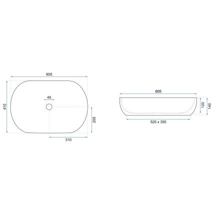REA-U0024 - Lavabo da appoggio CLEO 41x60,5 cm ceramica/bianco lucido