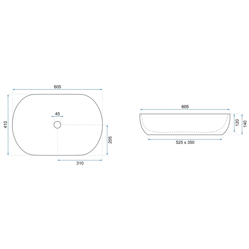 REA-U0024 - Lavabo da appoggio CLEO 41x60,5 cm ceramica/bianco lucido