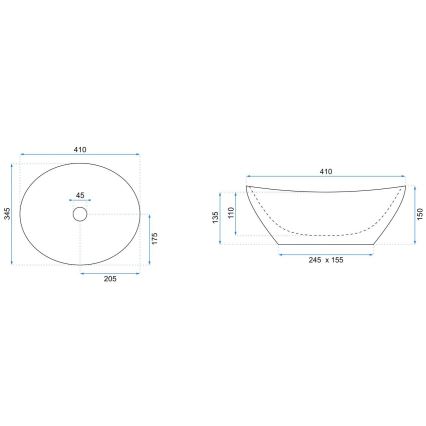 REA-U0133 - Lavabo da appoggio SOFIA 34,5x41 cm ceramica/bianco lucido