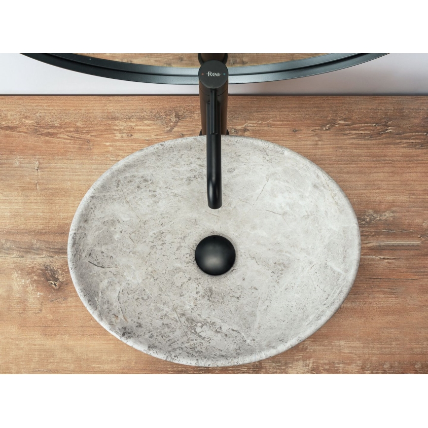 REA-U0165 - Lavabo da appoggio SOFIA 34,5x41 cm ceramica/pietra chiara
