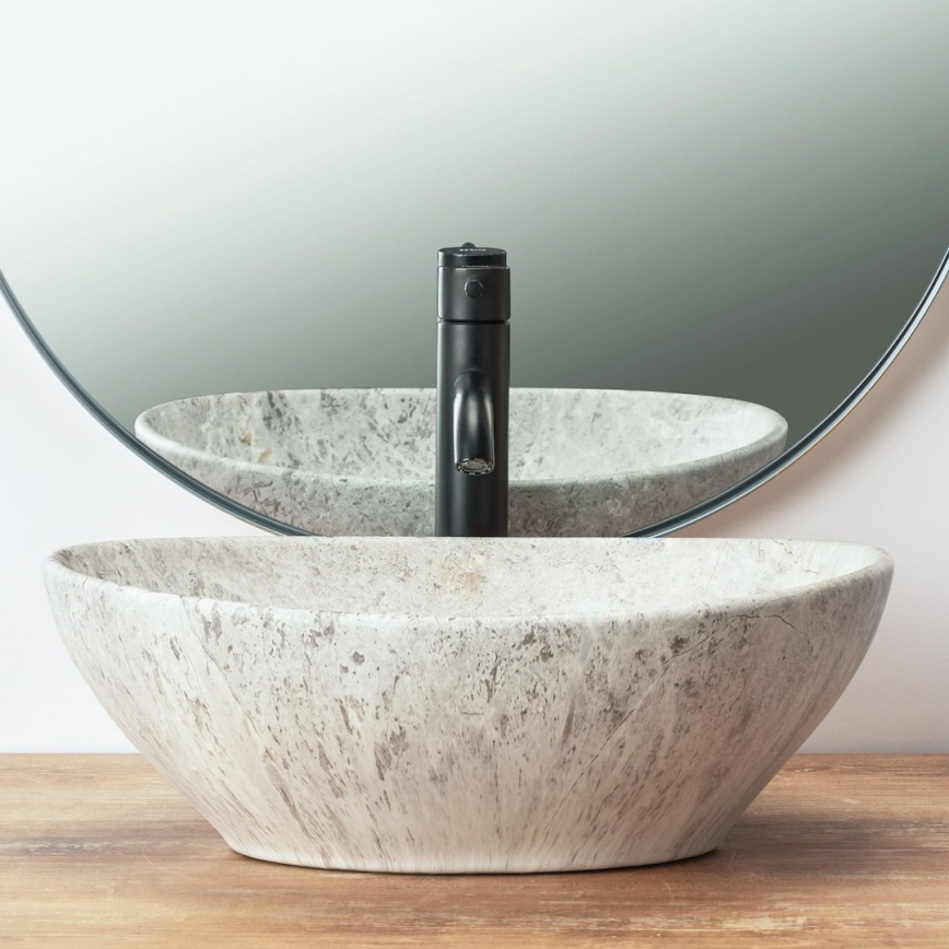 REA-U0165 - Lavabo da appoggio SOFIA 34,5x41 cm ceramica/pietra chiara
