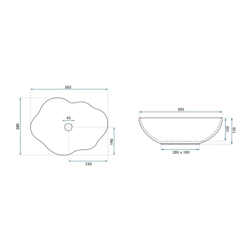 REA-U0265 - Lavabo da appoggio PEARL 38x50,5 cm ceramica/bianco lucido