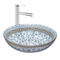 REA-U0267 - Lavabo da appoggio ARTE Ø 40 cm in ceramica con motivo ornamentale