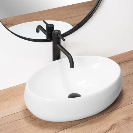 REA-U0462 - Lavabo da appoggio LINDA 34x48,5 cm ceramica/bianco lucido