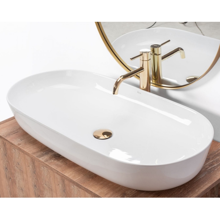 REA-U0563 - Lavabo da appoggio CLEO 41x81 cm ceramica/bianco lucido
