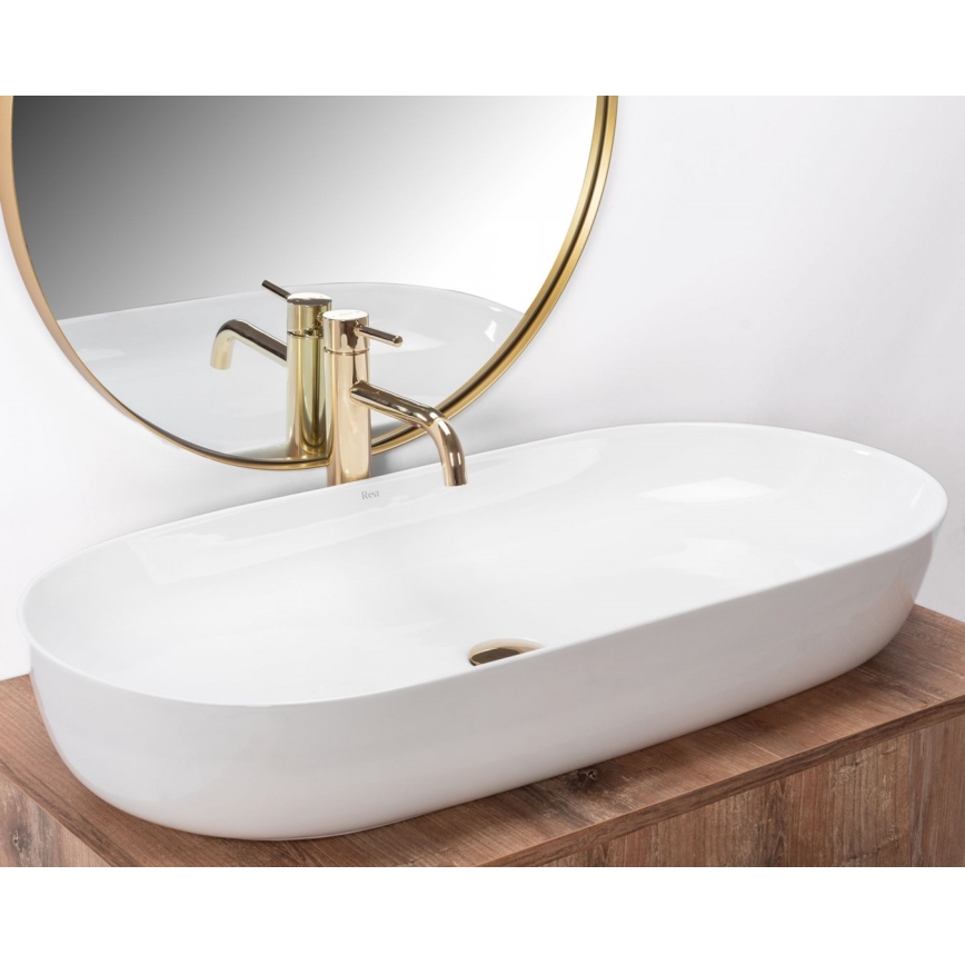 REA-U0563 - Lavabo da appoggio CLEO 41x81 cm ceramica/bianco lucido