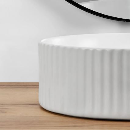 REA-U0601 - Lavabo da appoggio DELIA 36 cm bianco lucido/effetto pietra