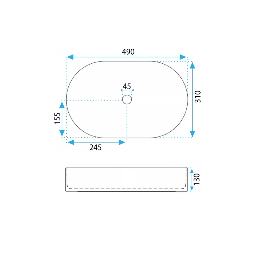 REA-U0603 - Lavabo da appoggio VANDA 31x49 cm ceramica/bianco lucido
