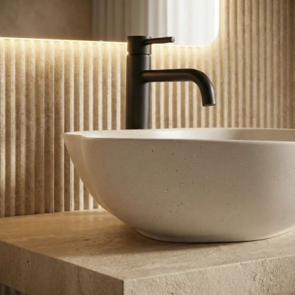 REA-U0617 - Lavabo da appoggio PEARL 38x50,5 cm ceramica/beige/effetto pietra