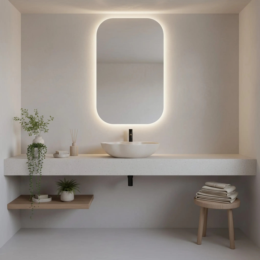 REA-U0617 - Lavabo da appoggio PEARL 38x50,5 cm ceramica/beige/effetto pietra