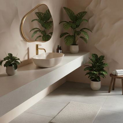 REA-U0617 - Lavabo da appoggio PEARL 38x50,5 cm ceramica/beige/effetto pietra