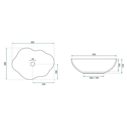 REA-U0617 - Lavabo da appoggio PEARL 38x50,5 cm ceramica/beige/effetto pietra