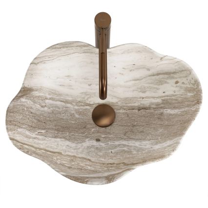 REA-U0618 - Lavabo da appoggio PEARL 38x50,5 cm in ceramica, beige, effetto pietra