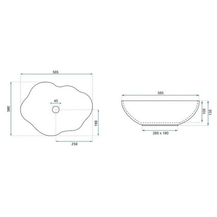 REA-U0618 - Lavabo da appoggio PEARL 38x50,5 cm in ceramica, beige, effetto pietra