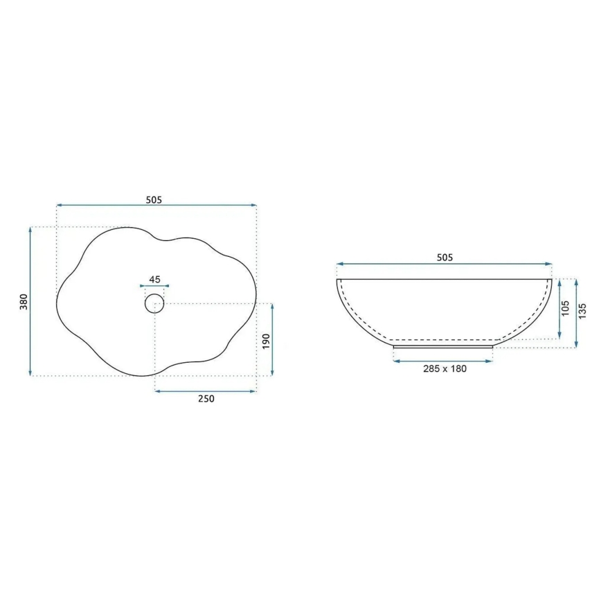 REA-U0618 - Lavabo da appoggio PEARL 38x50,5 cm in ceramica, beige, effetto pietra