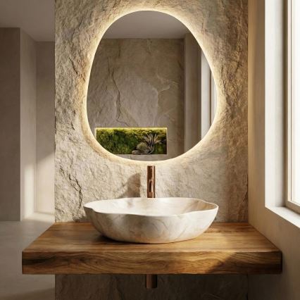 REA-U0619 - Lavabo da appoggio PEARL 38x50,5 cm ceramica/beige