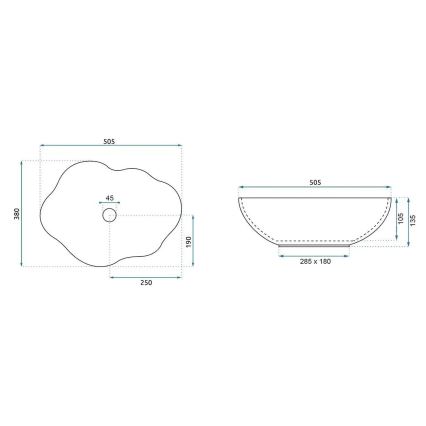 REA-U0619 - Lavabo da appoggio PEARL 38x50,5 cm ceramica/beige
