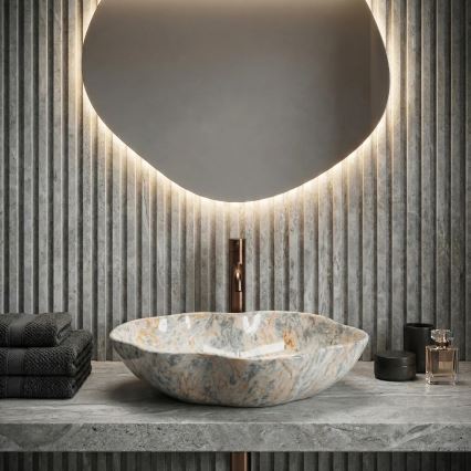 REA-U0620 - Lavabo da appoggio PEARL 38x50,5 cm ceramica/grigio/beige/effetto pietra