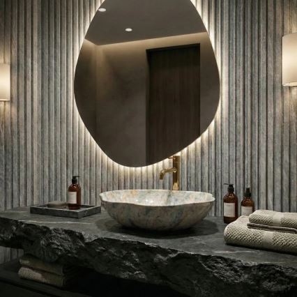 REA-U0620 - Lavabo da appoggio PEARL 38x50,5 cm ceramica/grigio/beige/effetto pietra
