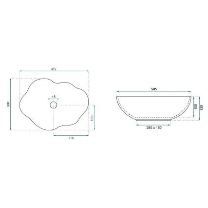 REA-U0620 - Lavabo da appoggio PEARL 38x50,5 cm ceramica/grigio/beige/effetto pietra