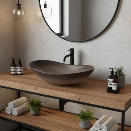 REA-U0626 - Lavabo da appoggio ROYAL 36x62 cm ceramica/marrone