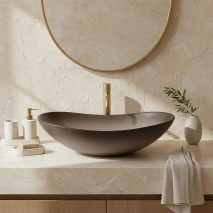REA-U0626 - Lavabo da appoggio ROYAL 36x62 cm ceramica/marrone