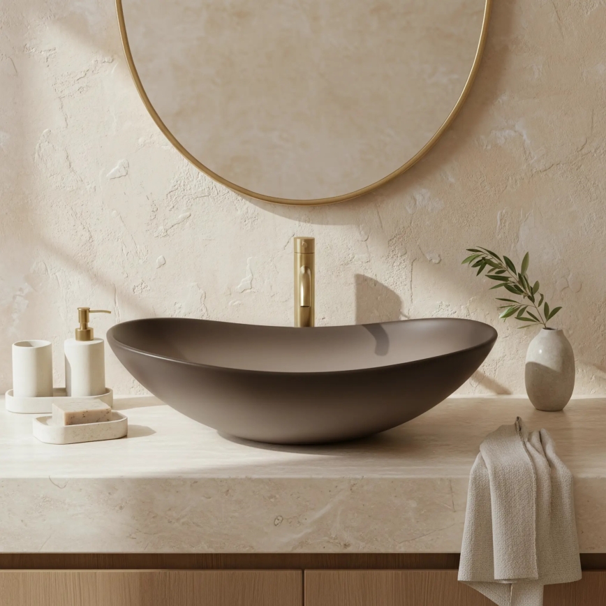 REA-U0626 - Lavabo da appoggio ROYAL 36x62 cm ceramica/marrone