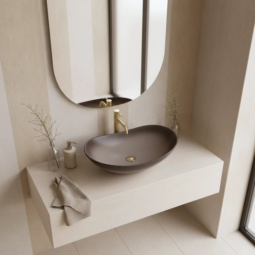 REA-U0626 - Lavabo da appoggio ROYAL 36x62 cm ceramica/marrone