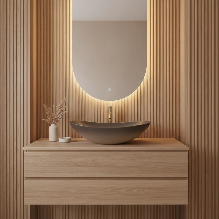 REA-U0626 - Lavabo da appoggio ROYAL 36x62 cm ceramica/marrone