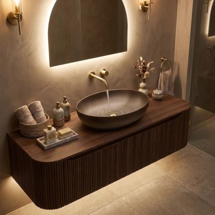 REA-U0627 - Lavabo da appoggio CAROLA 39x51,5 cm ceramica/beige/marrone