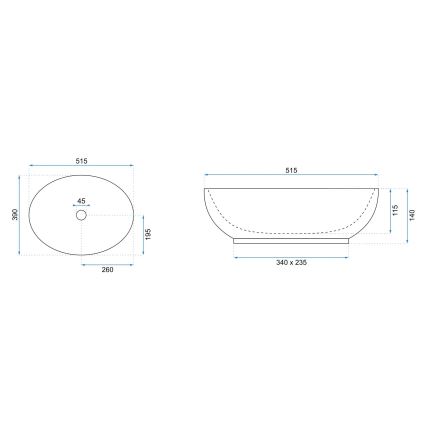 REA-U0627 - Lavabo da appoggio CAROLA 39x51,5 cm ceramica/beige/marrone