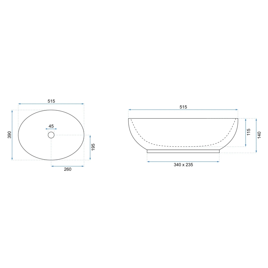 REA-U0627 - Lavabo da appoggio CAROLA 39x51,5 cm ceramica/beige/marrone