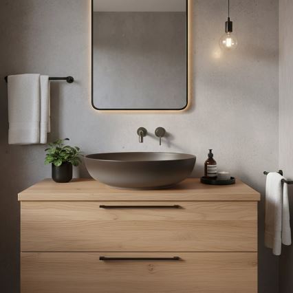 REA-U0627 - Lavabo da appoggio CAROLA 39x51,5 cm in ceramica/marrone