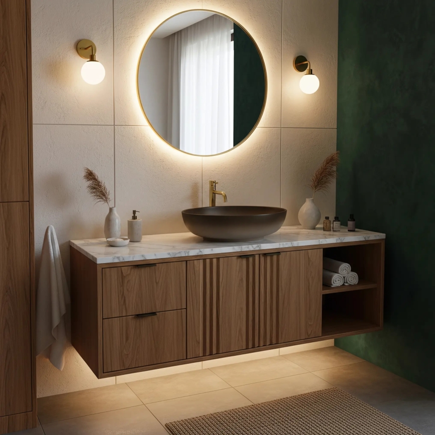 REA-U0627 - Lavabo da appoggio CAROLA 39x51,5 cm in ceramica/marrone