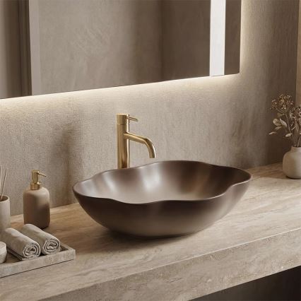 REA-U0629 - Lavabo da appoggio PEARL 38x50,5 cm ceramica/marrone