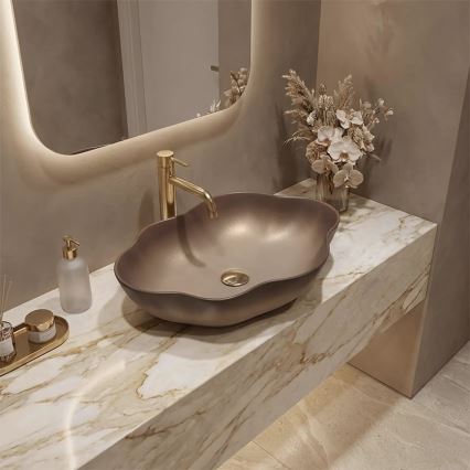 REA-U0629 - Lavabo da appoggio PEARL 38x50,5 cm ceramica/marrone