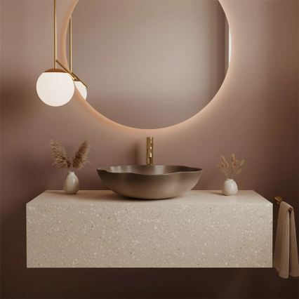 REA-U0629 - Lavabo da appoggio PEARL 38x50,5 cm ceramica/marrone