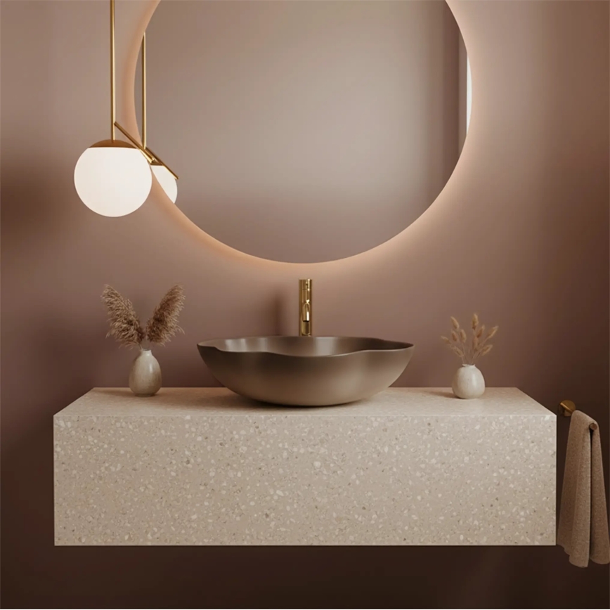 REA-U0629 - Lavabo da appoggio PEARL 38x50,5 cm ceramica/marrone