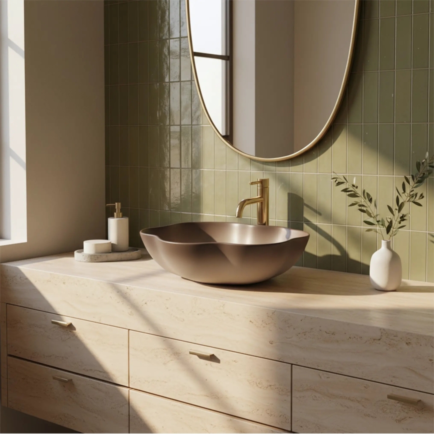 REA-U0629 - Lavabo da appoggio PEARL 38x50,5 cm ceramica/marrone