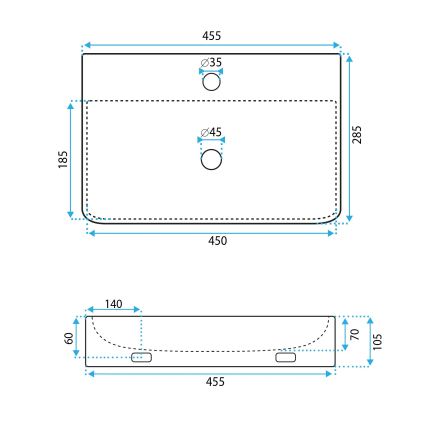 REA-U0630 - Lavabo da appoggio/sospeso NAOMI 28,5x45,5 cm ceramica/bianca