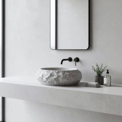 REA-U0633 - Lavabo da appoggio MIKA GABRO 38x50 cm grigio/effetto pietra