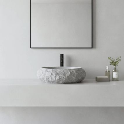 REA-U0633 - Lavabo da appoggio MIKA GABRO 38x50 cm grigio/effetto pietra