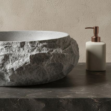 REA-U0633 - Lavabo da appoggio MIKA GABRO 38x50 cm grigio/effetto pietra