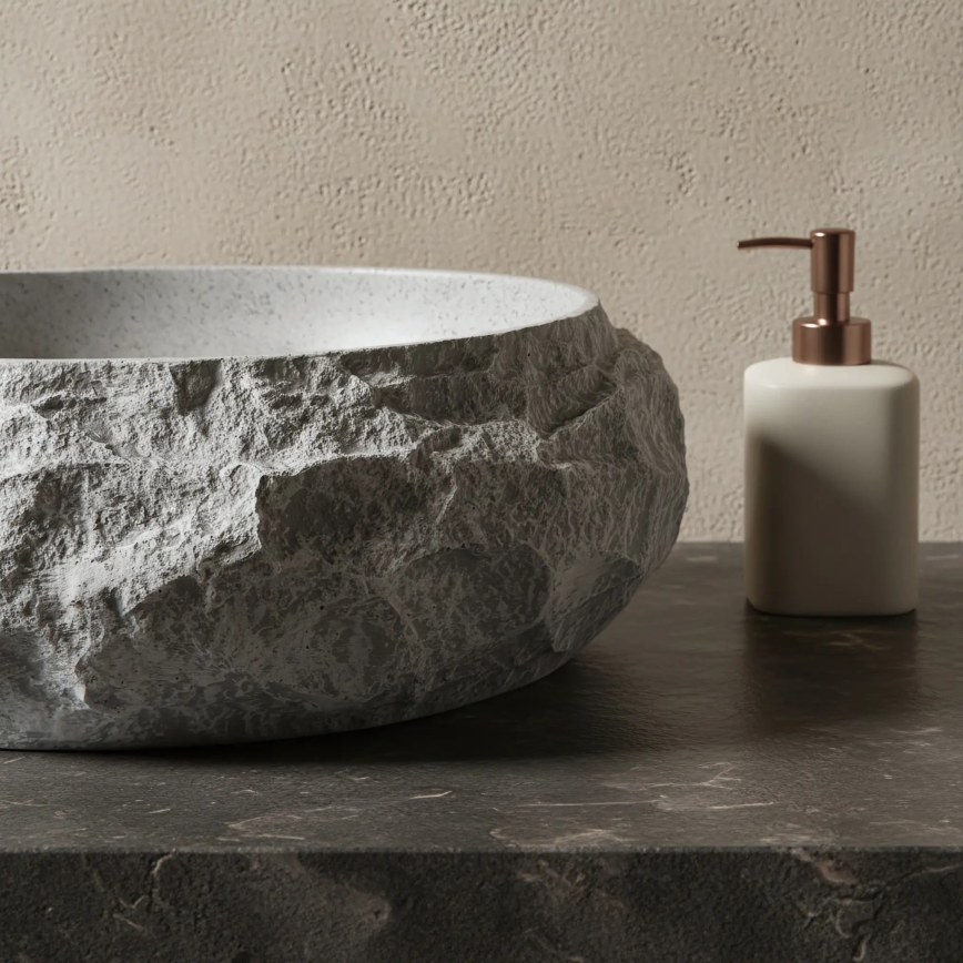 REA-U0633 - Lavabo da appoggio MIKA GABRO 38x50 cm grigio/effetto pietra