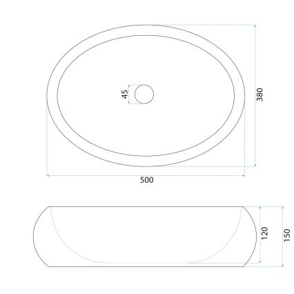 REA-U0633 - Lavabo da appoggio MIKA GABRO 38x50 cm grigio/effetto pietra
