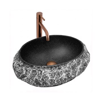 REA-U0634 - Lavabo da appoggio MIKA GABRO 38x50 cm nero/effetto pietra