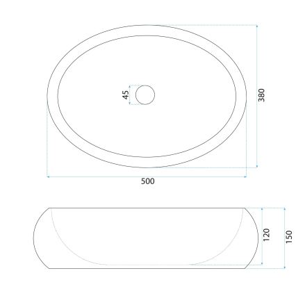 REA-U0634 - Lavabo da appoggio MIKA GABRO 38x50 cm nero/effetto pietra